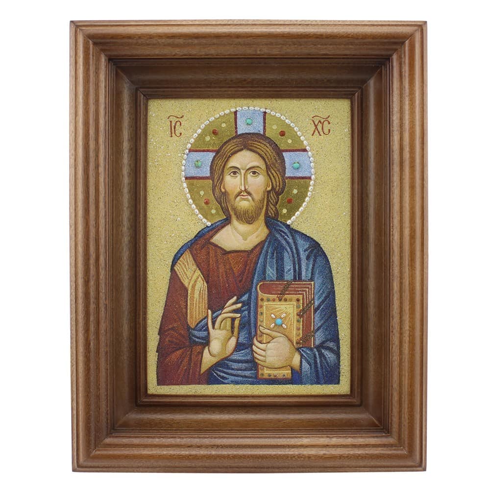Икона Господь Вседержитель/ 200*150/ оклад Дуб/ руч. работа./ камень/ 0707ф