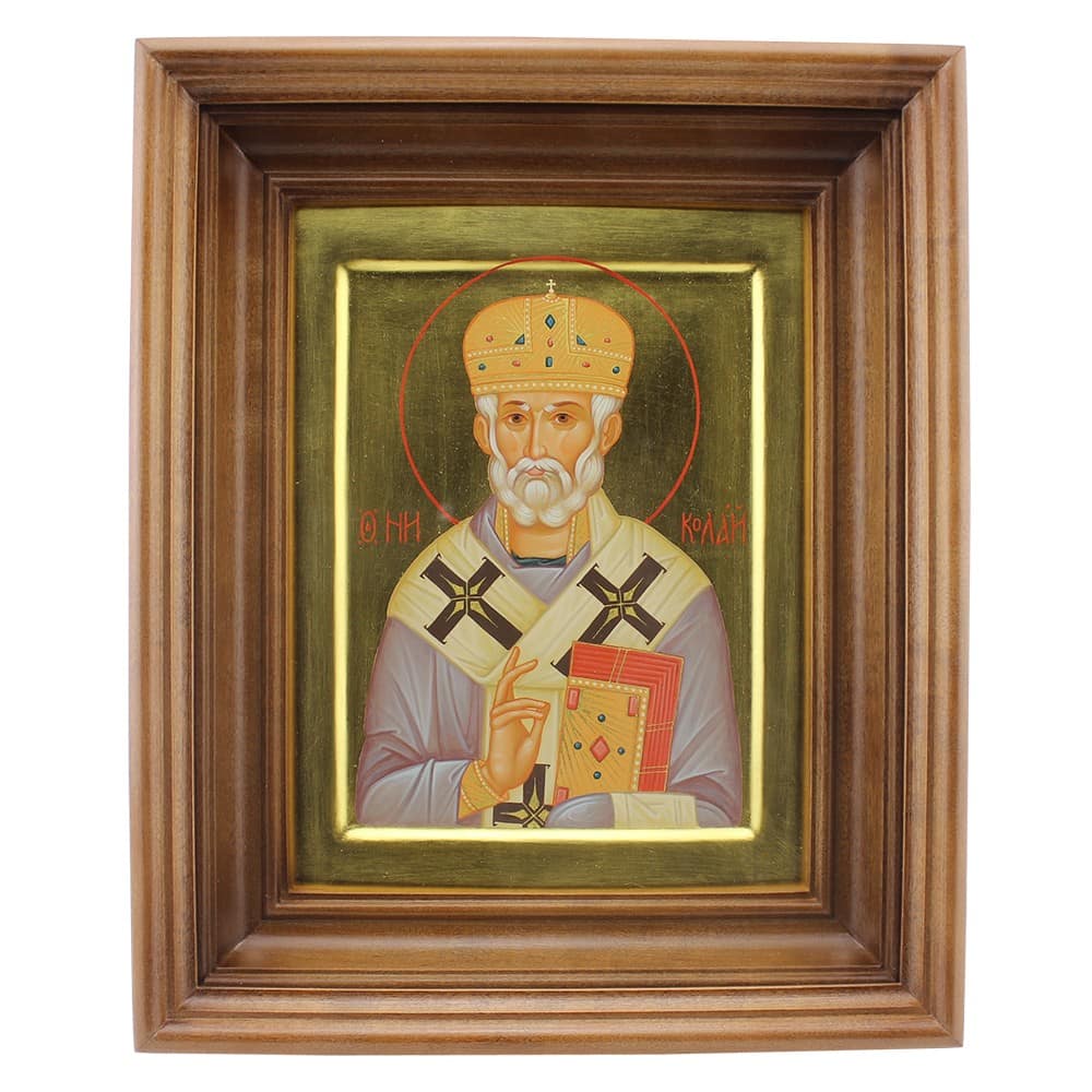 Икона Св.Николай Чудотворец (в митре)/ 160*210/ писанная/ оклад Дуб/ руч. работа/ ГК0601