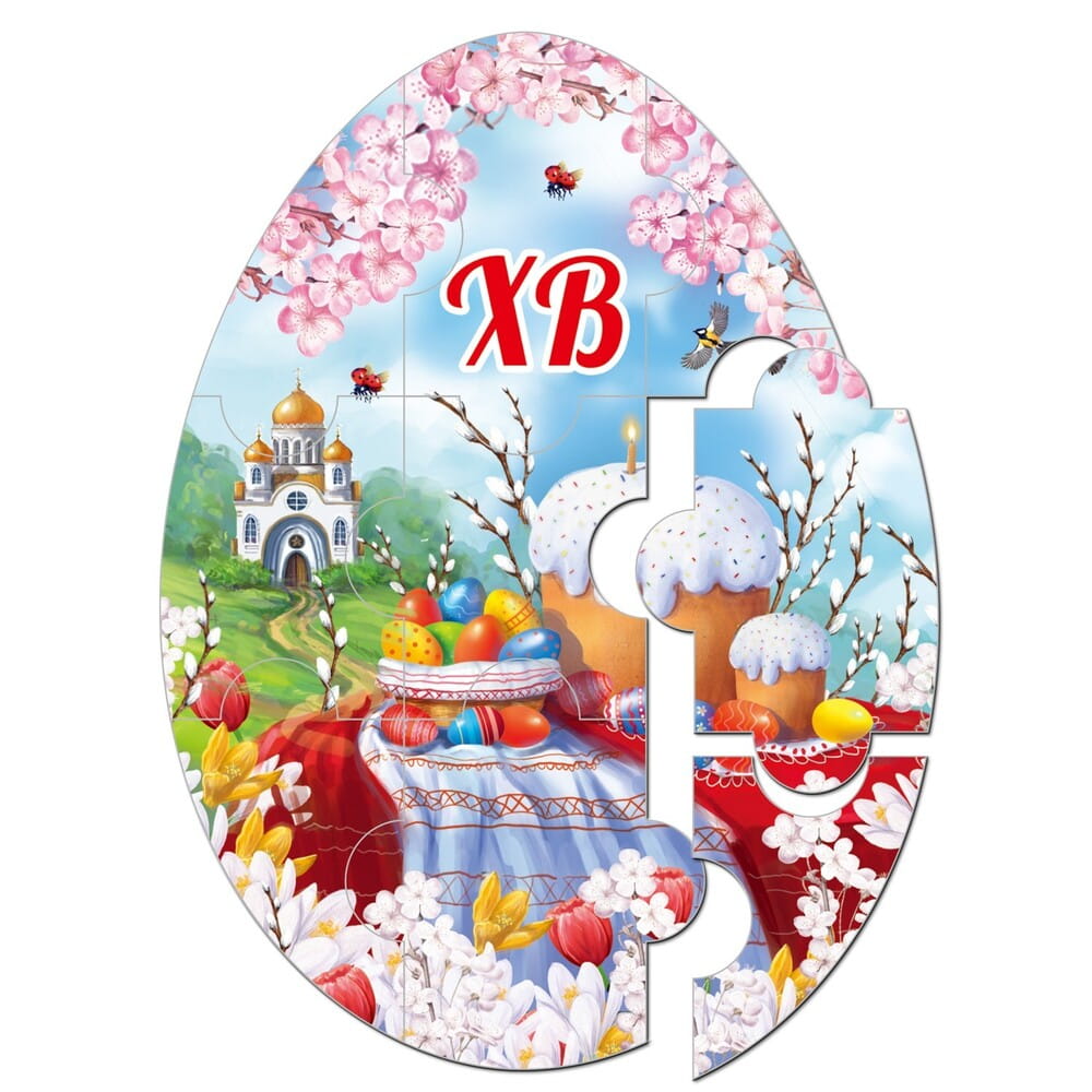 Магнитный пазл-Яйцо 95*135/ Кулич Храм верба