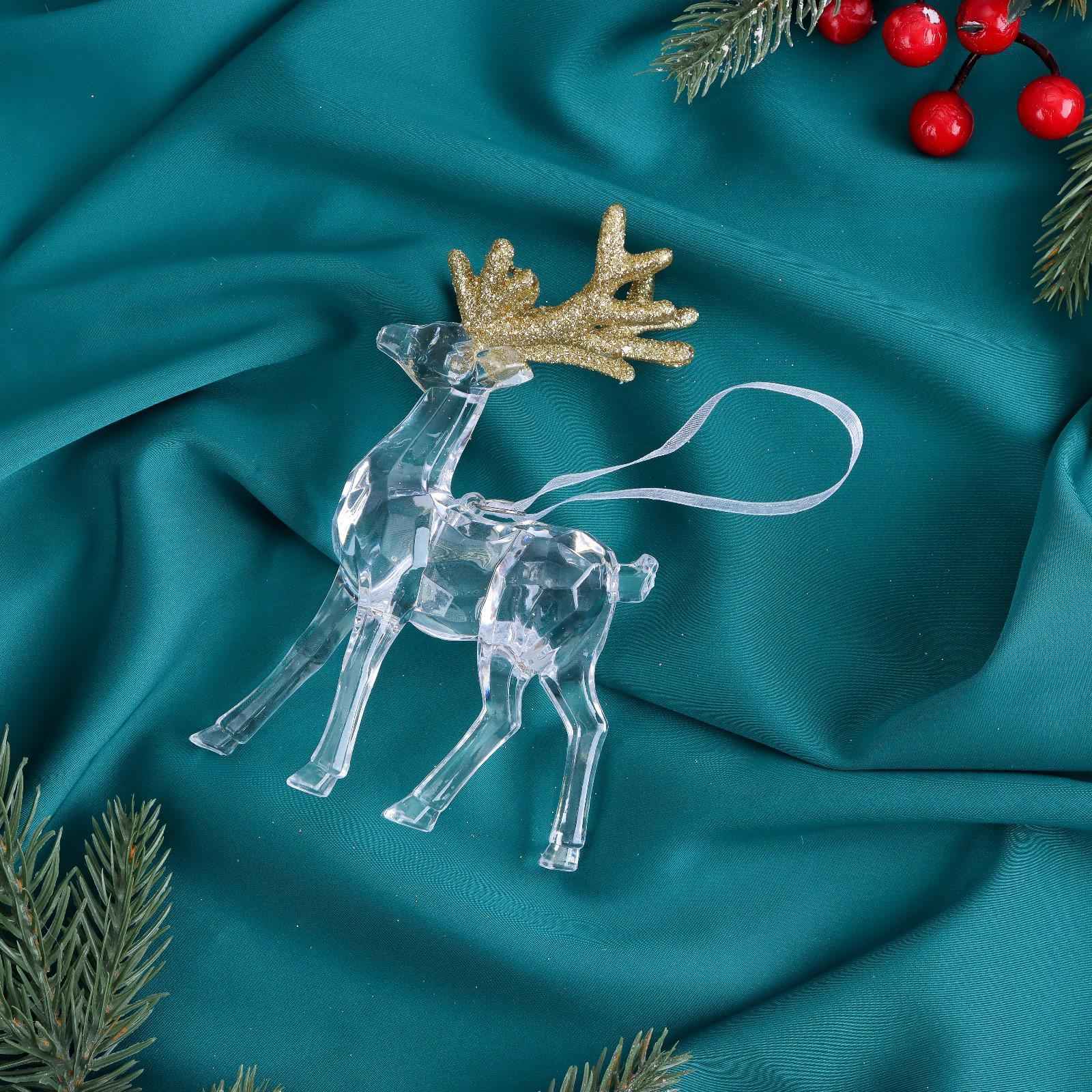 6953978 Ёлочная игрушка Зимнее волшебство Олень грация блеск прозрачно-золотой