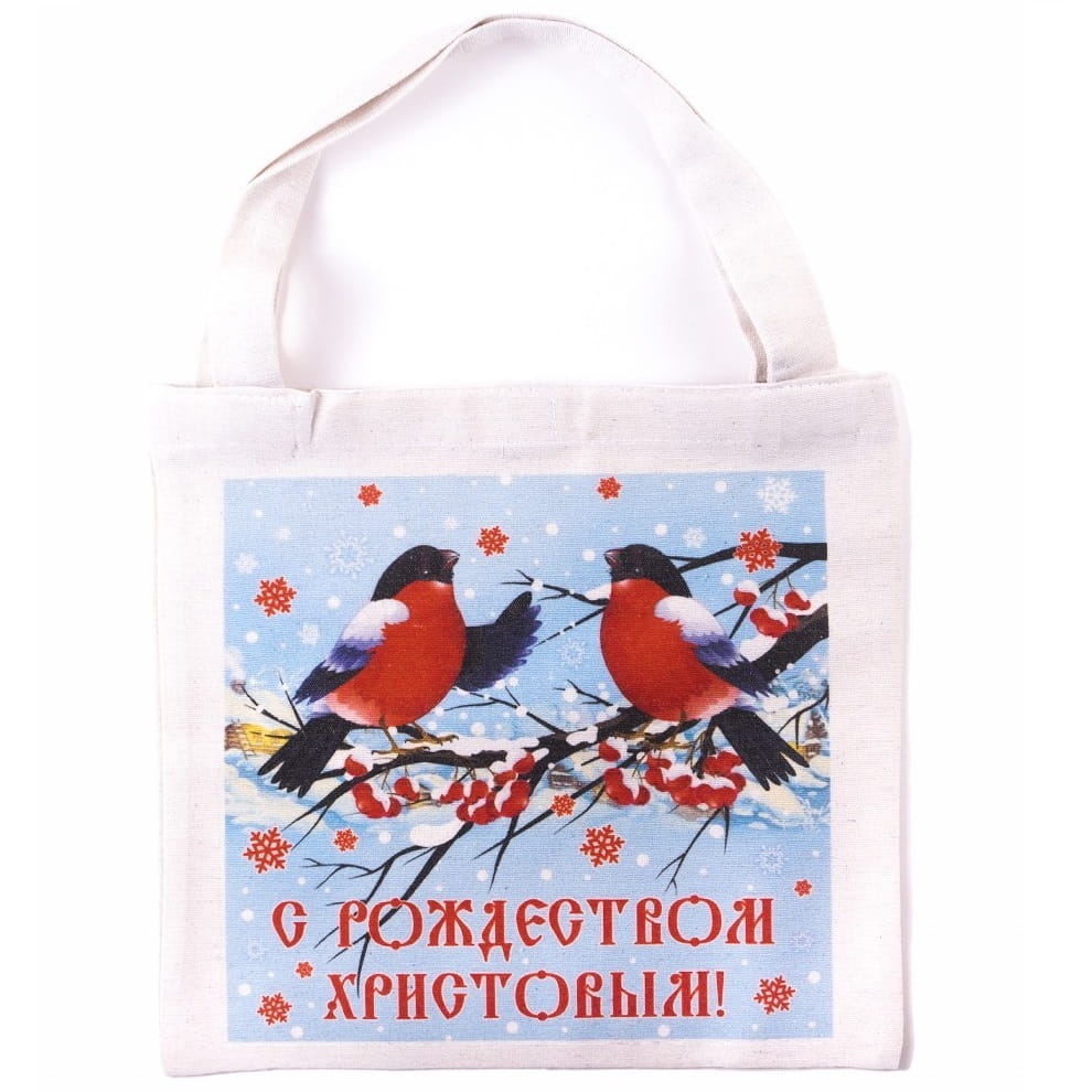Сумка мини 26*26 см РХ, Снегири на ветке