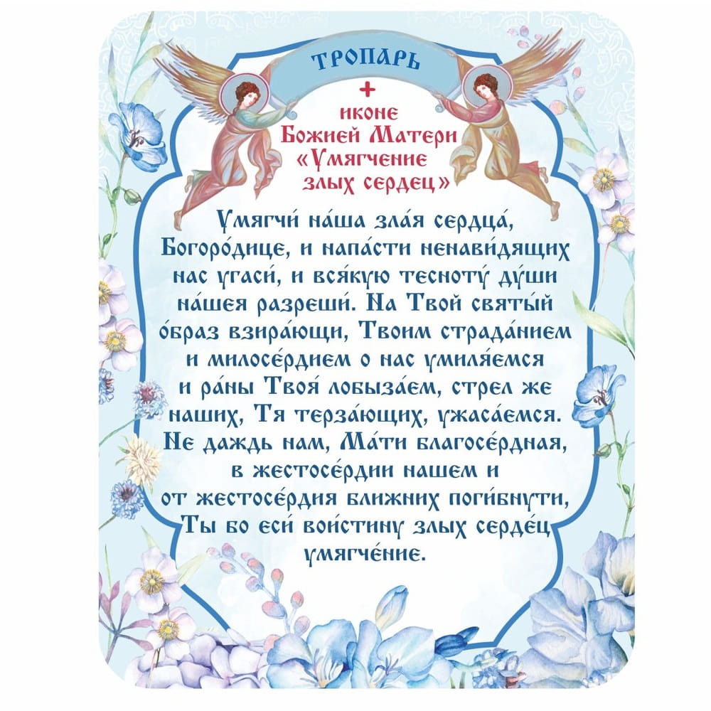Магнит плоский/ 95*120/ Тропарь БМ Умягчение злых сердец