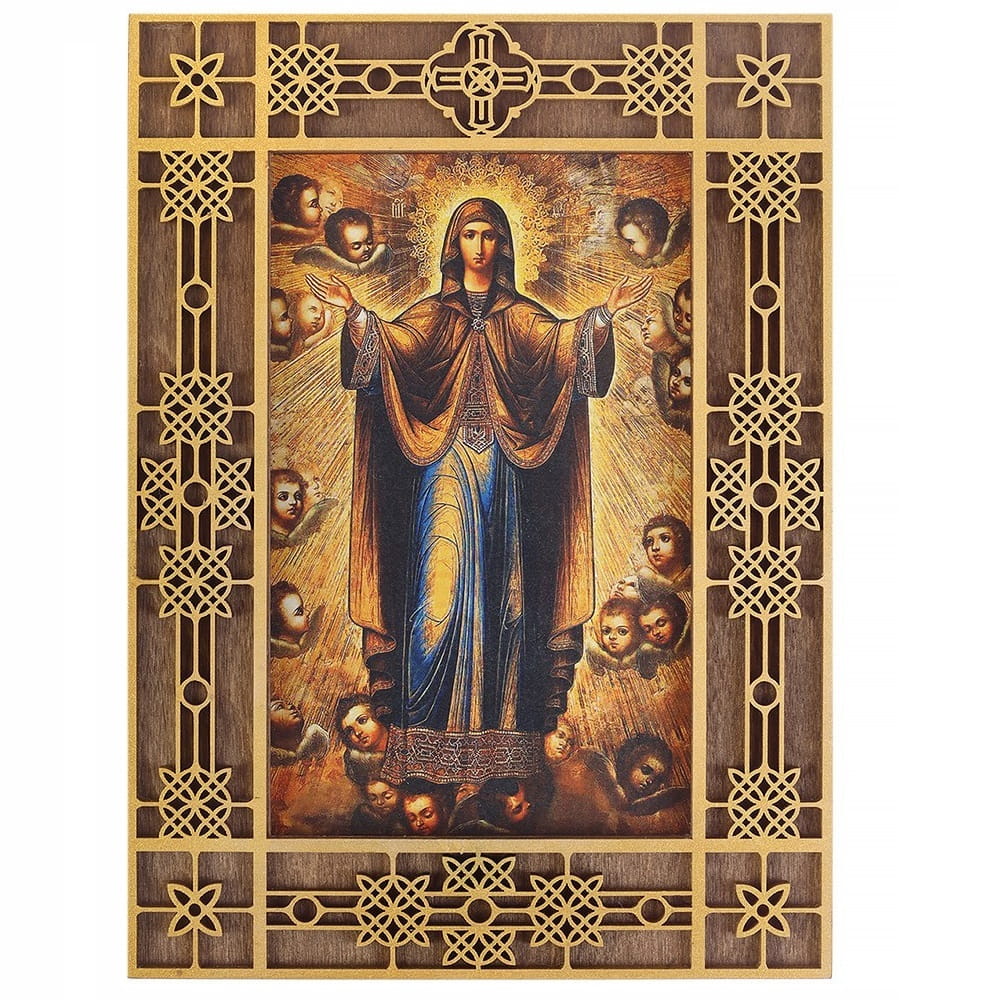 Икона БМ Нерушимая стена резная рамка