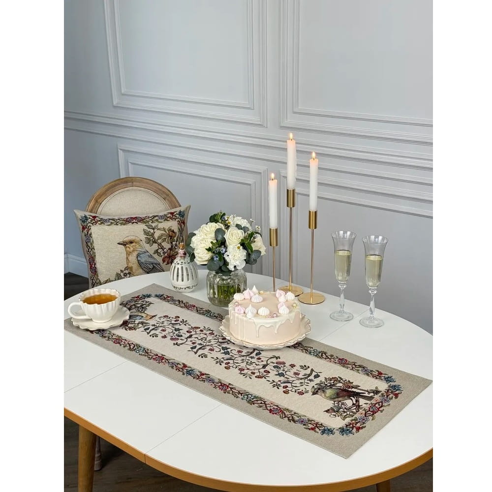 1367G/40/100N Дорожка на стол Птицы на ветке 40х100 см, гобелен
