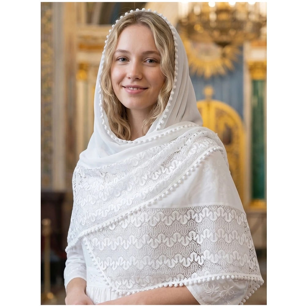 Палантин 210*50 см, молочный