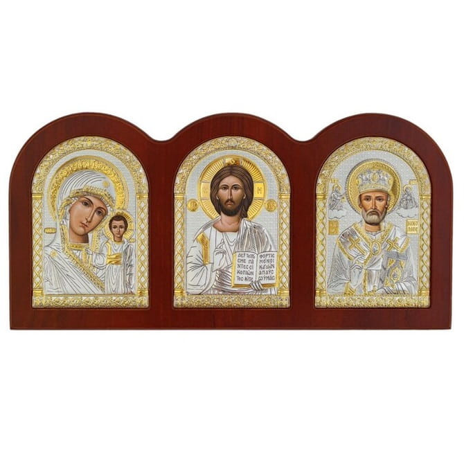 Триптих Спаситель- БМ Казанская-Св.Николай 16*32 см