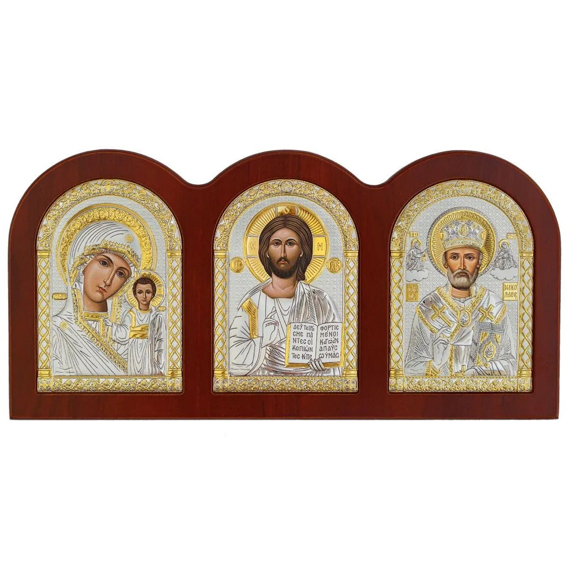 Триптих Спаситель- БМ Казанская-Св.Николай 7,5*16 см