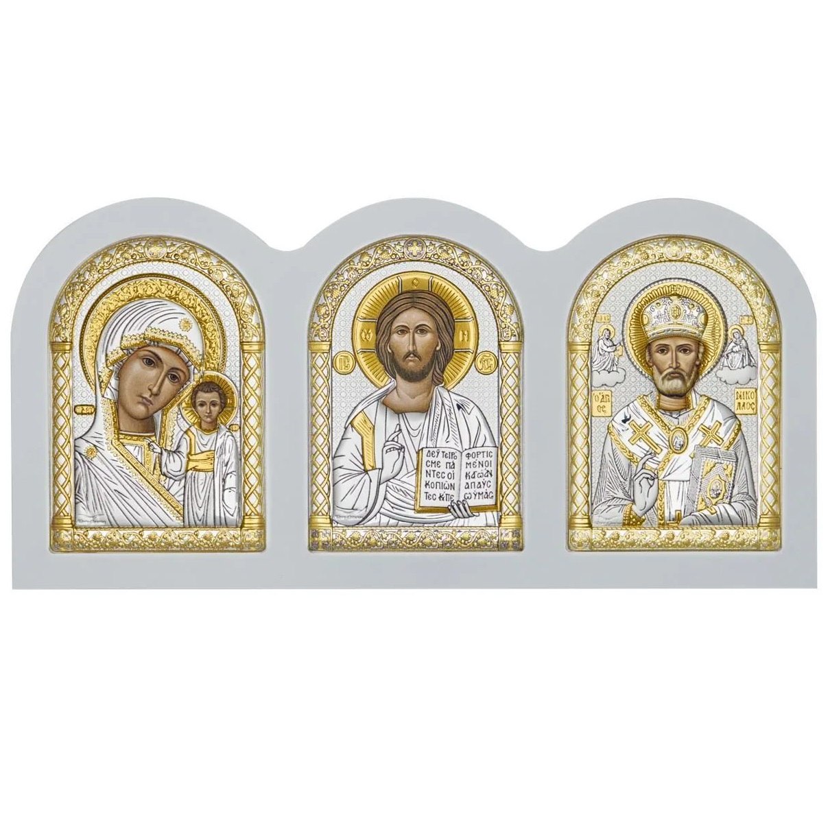 Триптих Спаситель- БМ Казанская-Св.Николай 16*32 см